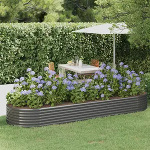 vidaXL Lit surélevé de jardin Acier enduit de poudre 322x100x36cm gris pas cher