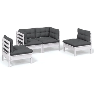 vidaXL Salon de jardin 4 pcs avec coussins bois de pin massif pas cher