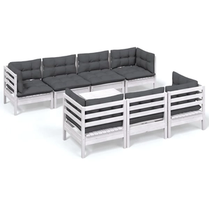 vidaXL Salon de jardin 8 pcs avec coussins bois de pin massif pas cher