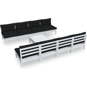 vidaXL Salon de jardin 9 pcs avec coussins bois de pin massif pas cher