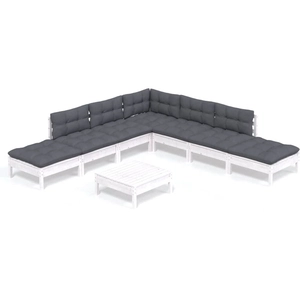 vidaXL Salon de jardin 8 pcs avec coussins blanc bois de pin pas cher