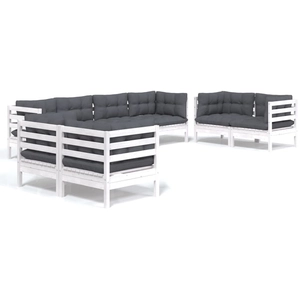 vidaXL Salon de jardin 8 pcs avec coussins bois de pin massif pas cher