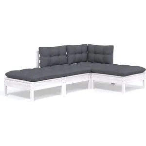 vidaXL Salon de jardin 4 pcs avec coussins bois de pin massif pas cher