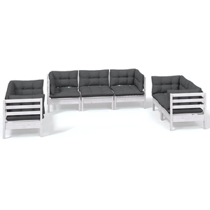 vidaXL Salon de jardin 7 pcs avec coussins Bois de pin massif pas cher