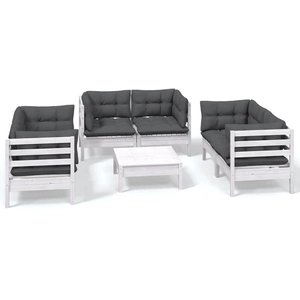 vidaXL Salon de jardin 7 pcs avec coussins Bois de pin massif pas cher