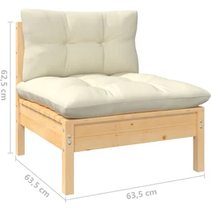 vidaXL Salon de jardin 8 pcs avec coussins crème Bois de pin solide pas cher
