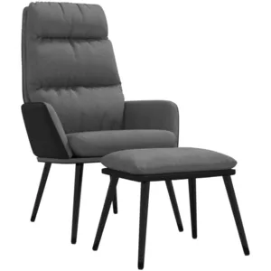 vidaXL Chaise de relaxation avec tabouret Gris clair Tissu similicuir pas cher