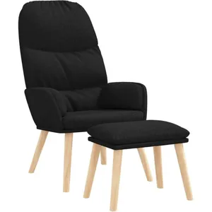 vidaXL Chaise de relaxation avec tabouret Noir Tissu pas cher