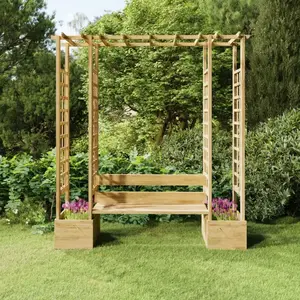 Comparateur de prix : vidaXL Pergola de jardin avec banc et jardinières Bois de pin imprégné