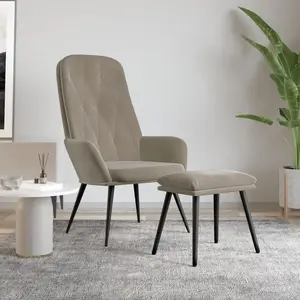 vidaXL Chaise de relaxation avec repose-pied Gris clair Velours pas cher