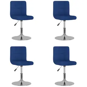 vidaXL Vidaxl Chaises Pivotantes À Manger Lot De 4 Bleu Tissu pas cher