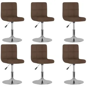 vidaXL Vidaxl Chaises Pivotantes De Salle À Manger 6 Pcs Marron Tissu pas cher