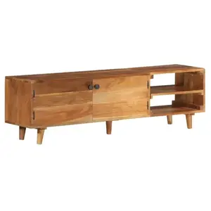 vidaXL Vidaxl Meuble Tv Bois Massif D'acacia Avec Finition 140x30x40 Cm pas cher