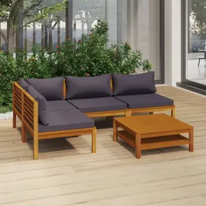 vidaXL Salon de jardin 5 pcs avec coussin Bois d'acacia solide pas cher
