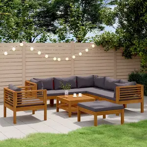 vidaXL Salon de jardin 8 pcs avec coussin Bois d'acacia solide pas cher
