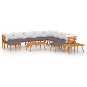vidaXL Salon de jardin 12 pcs avec coussins Bois d'acacia solide pas cher
