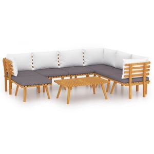 vidaXL Salon de jardin 8 pcs avec coussins Bois d'acacia solide pas cher