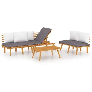 vidaXL Salon de jardin 3 pcs avec coussins Bois d'acacia solide pas cher