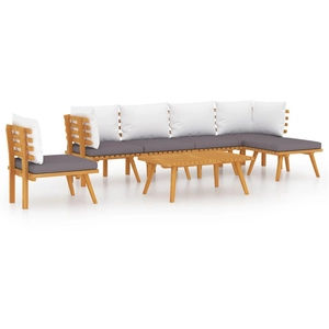 vidaXL Salon de jardin 7 pcs avec coussins Bois d'acacia solide pas cher