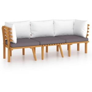 vidaXL Salon de jardin 3 pcs avec coussins Bois d'acacia solide pas cher