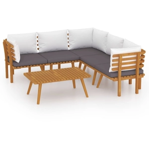 vidaXL Salon de jardin 6 pcs avec coussins Bois d'acacia solide pas cher