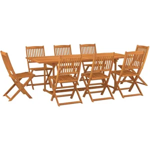 vidaXL Mobilier à dîner de jardin 9 pcs Bois d'acacia massif pas cher