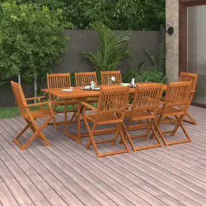 vidaXL Mobilier à dîner de jardin 9 pcs Bois d'acacia massif