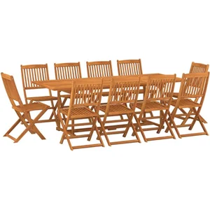 vidaXL Mobilier à dîner de jardin 11 pcs Bois d'acacia massif pas cher