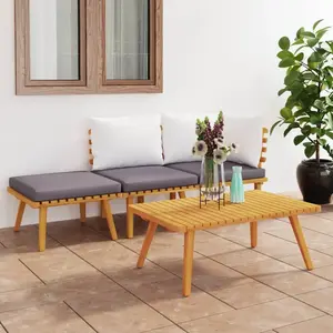 vidaXL Salon de jardin 4 pcs avec coussins Bois d'acacia solide pas cher