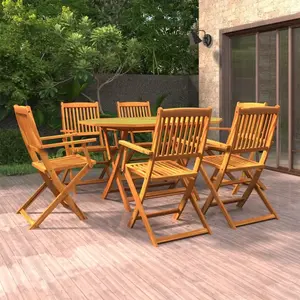 vidaXL Ensemble à manger de jardin 7 pcs Bois d'acacia massif pas cher