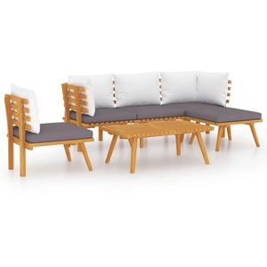 vidaXL Salon de jardin 6 pcs avec coussins Bois d'acacia solide pas cher