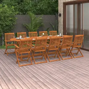 Ensemble à manger de jardin 11 pcs bois d'acacia massif Vidaxl Marron pas cher