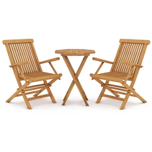 vidaXL Ensemble à manger de jardin 3 pcs Bois de teck massif pas cher
