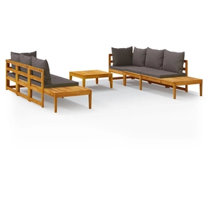 vidaXL Salon de jardin 5 pcs avec coussins gris foncé Bois d'acacia pas cher