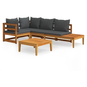 vidaXL Salon de jardin 4 pcs avec coussins gris foncé Bois d'acacia pas cher