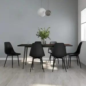 vidaXL Chaises à manger lot de 6 noir PP pas cher