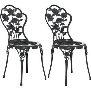 vidaXL Chaises de bistro 2 pcs Aluminium coulé Noir pas cher