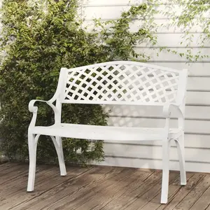 vidaXL Banc de jardin 102 cm aluminium coulé blanc pas cher