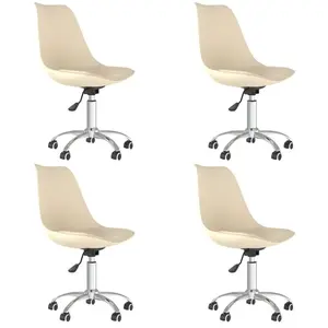 vidaXL Chaises pivotantes à manger lot de 4 Crème Tissu pas cher