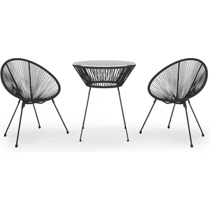 vidaXL Ensemble à manger de jardin 3 pcs Noir pas cher