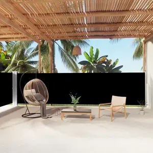 vidaXL Auvent latéral rétractable Noir 160x1000 cm pas cher
