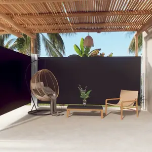 vidaXL Auvent latéral rétractable Noir 180x600 cm pas cher