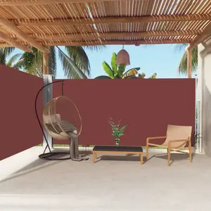vidaXL Auvent latéral rétractable Marron 180x600 cm pas cher