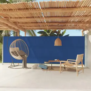 vidaXL Auvent latéral rétractable de patio 180x600 cm Bleu pas cher
