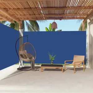 vidaXL Auvent latéral rétractable Bleu 200x600 cm pas cher
