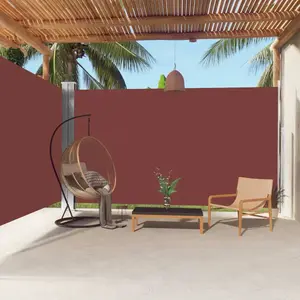 vidaXL Auvent latéral rétractable Marron 220x600 cm pas cher