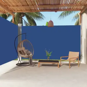 vidaXL Auvent latéral rétractable Bleu 220x600 cm pas cher