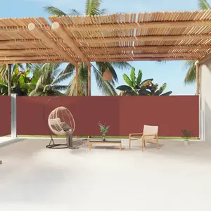vidaXL Auvent latéral rétractable Marron 180x1200 cm pas cher