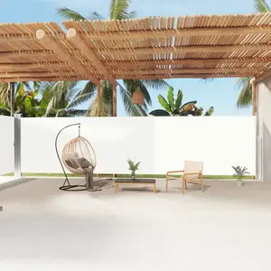 vidaXL Auvent latéral rétractable Crème 200x1200 cm pas cher