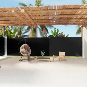 vidaXL Auvent latéral rétractable Noir 200x1200 cm pas cher